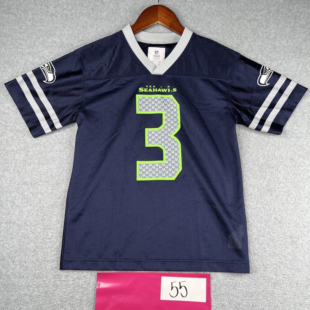 Seattle Seahawks Graphic Print Jersey Shirt Youth Large Wilson #3 Team NFL